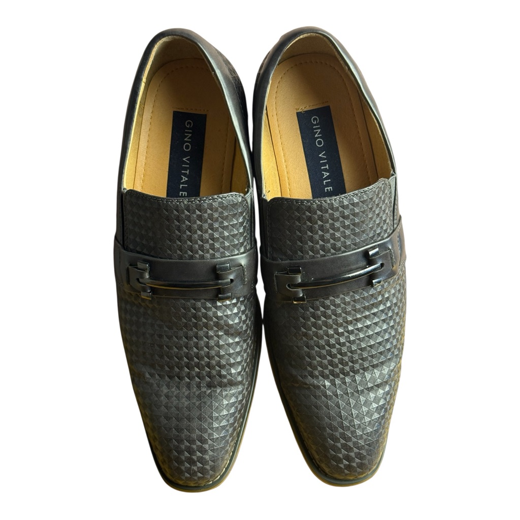 Gino Vitale Men's Diamond Cut Loafers Charcoal Gray G 630-123 Sz 8.5 Pre-Love